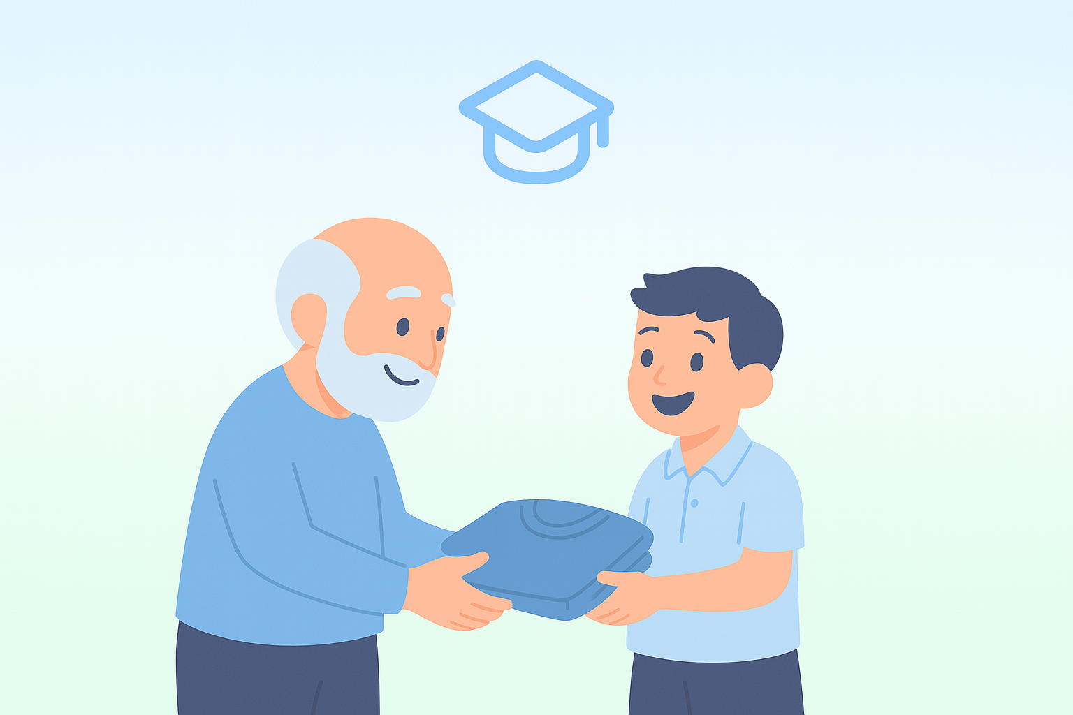Manos solidarias y birretes de graduación